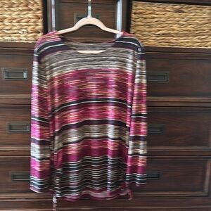 Pink and Brown Relaxed Long Sleeve Tee in size XL